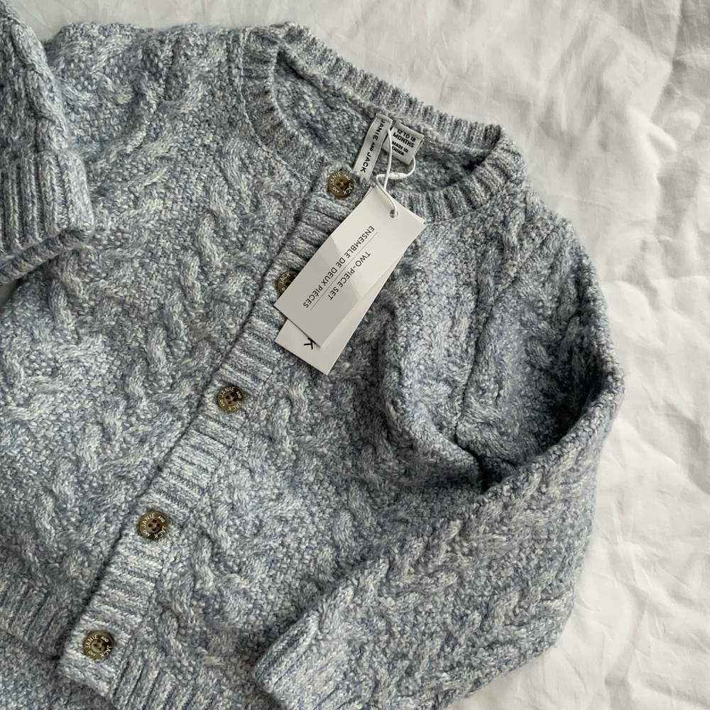 Janie and Jack Cable Knit Baby Set 18–24 Months NWT | Sweater Pants Hat - Picture 2 of 8